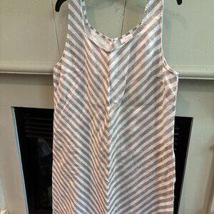 J. Jill Gray and White Striped Maxi Dress